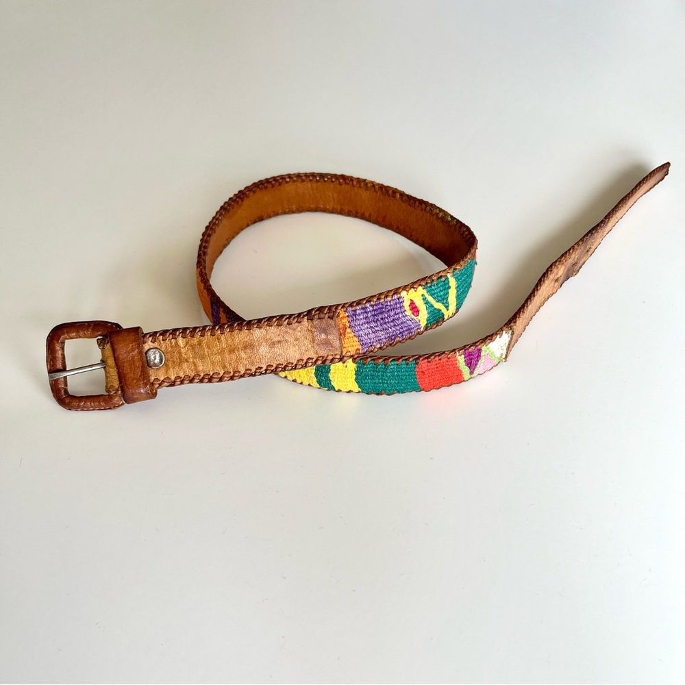 Vintage Embroidered Leather Belt